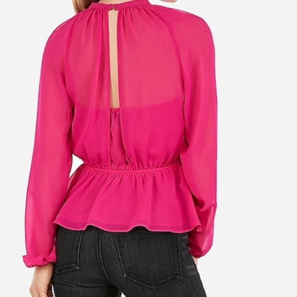 Nwt Top Sheer Choker Cut-out Peplum - Picture 2 of 4